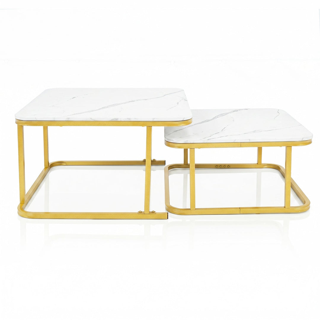 Nesting Coffee Table Set of 2 with Faux Marble Top