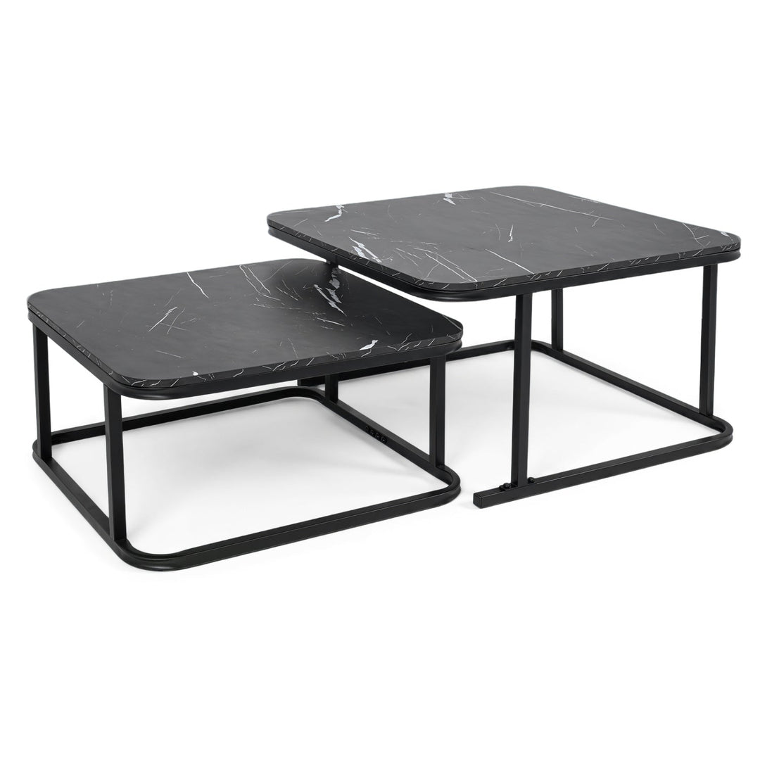 Nesting Coffee Table Set of 2 with Faux Marble Top