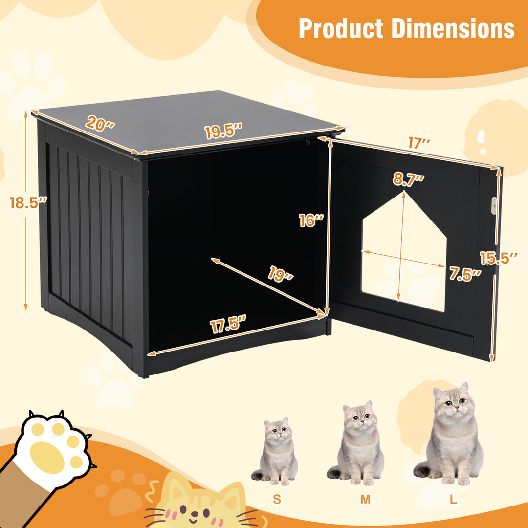Sidetable Nightstand Weatherproof Multi-function Cat House-Black