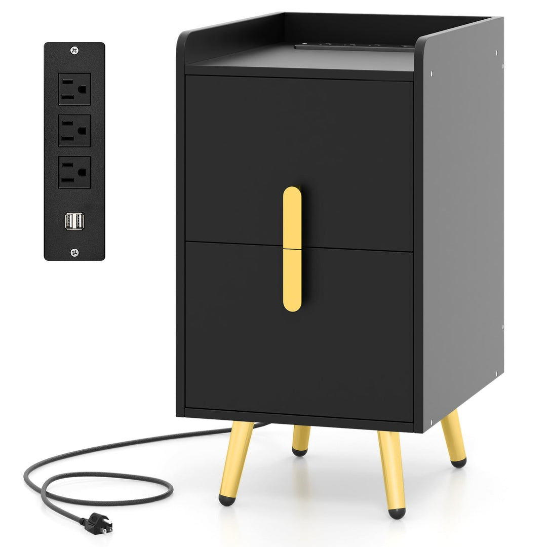 Nightstand Side Tables with 2 Drawers and 2 USB Ports