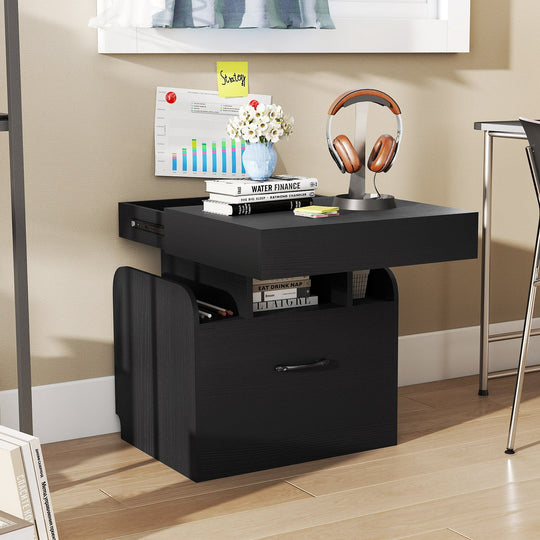 Nightstand with Charging Station Modern Bedside Table for Living Room Bedroom Office