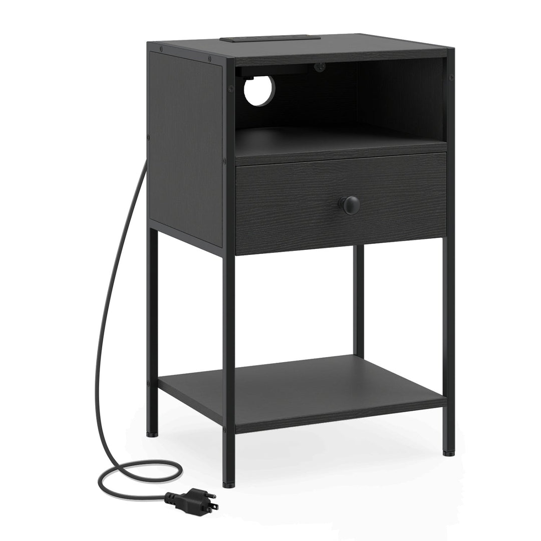 Nightstand with Charging Station Bedside Table with USB Ports and Outlets