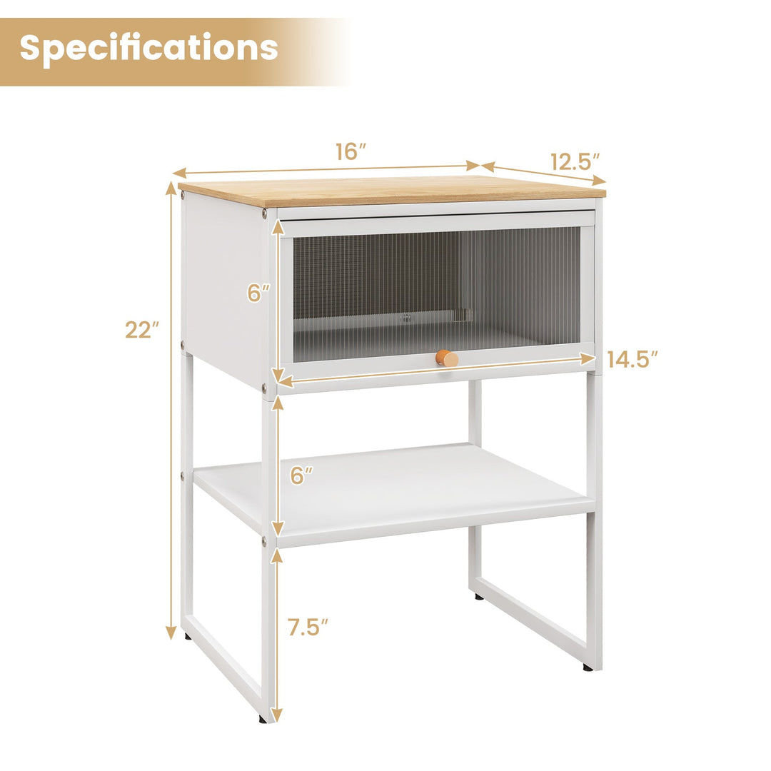 Nightstand with Flip up Door Storage Shelf