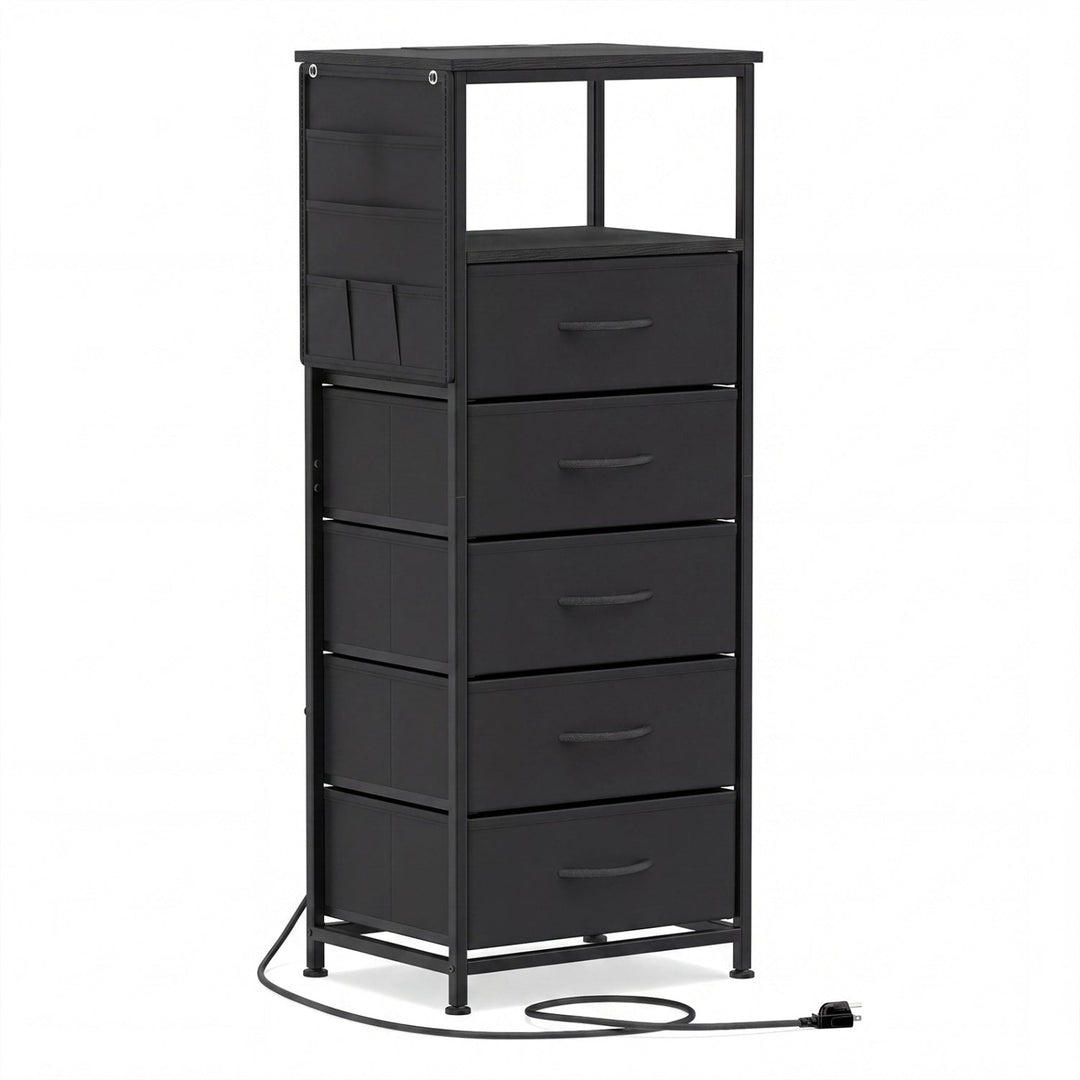 Nightstand with Integrated Charging Station 39 Inches Modern Bedside Table