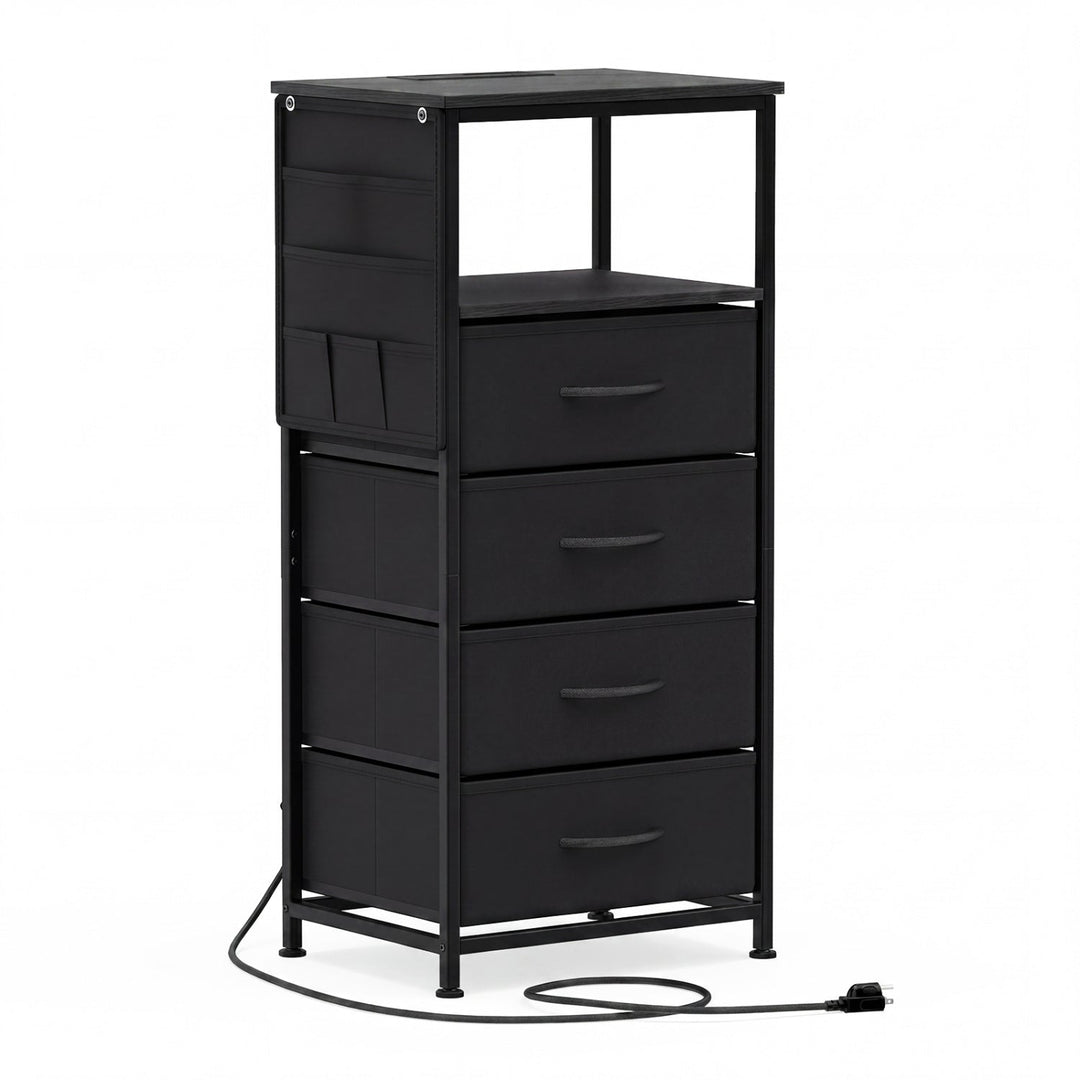 Nightstand with Integrated Charging Station 34" Modern Bedside Table