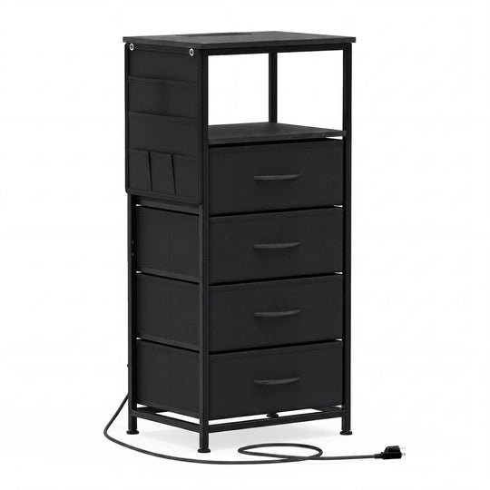 Nightstand with Integrated Charging Station 34" Modern Bedside Table