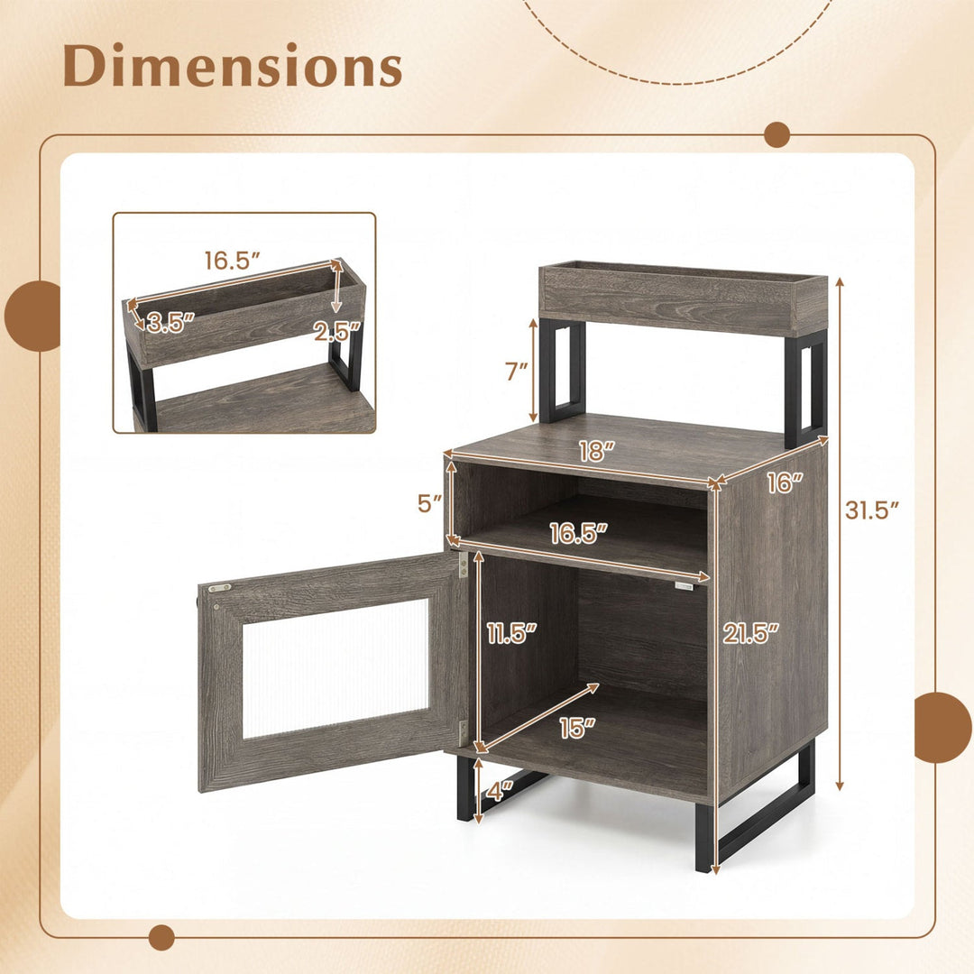 Nightstand with LED Lights Modern End Table with Top Tray Open Compartment and Storage Cabinet