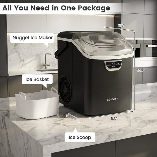 Nugget Ice Maker Countertop with Audible Ice Full Alarm