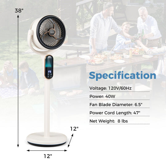 Oscillating Pedestal Fan with Remote and 8 Speeds