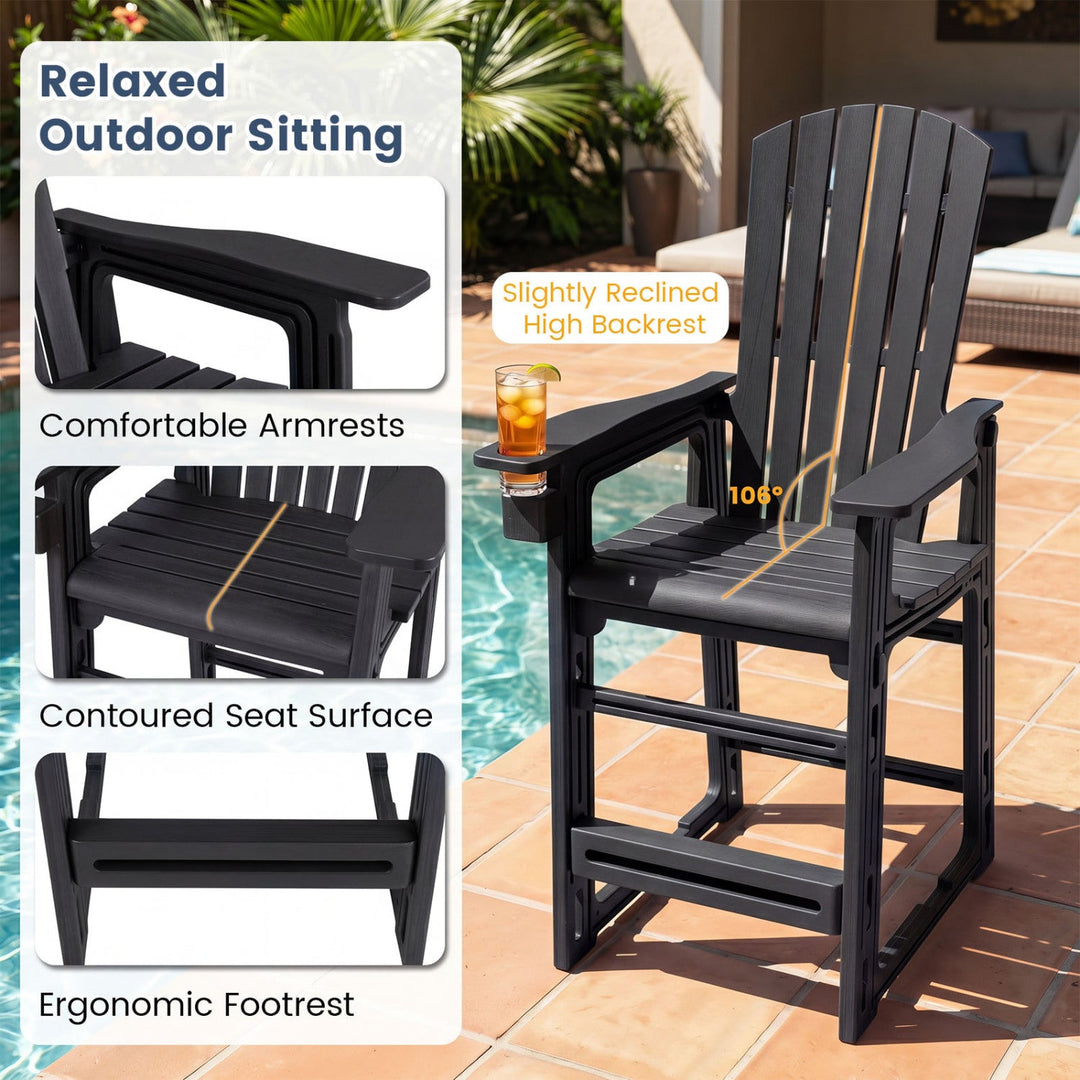 Outdoor Bar Stool 29" Height with Backrest and Armrests