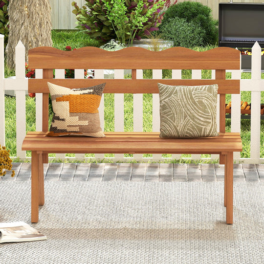 Outdoor Acacia Wood Garden Bench with 800 lbs Weight Capacity