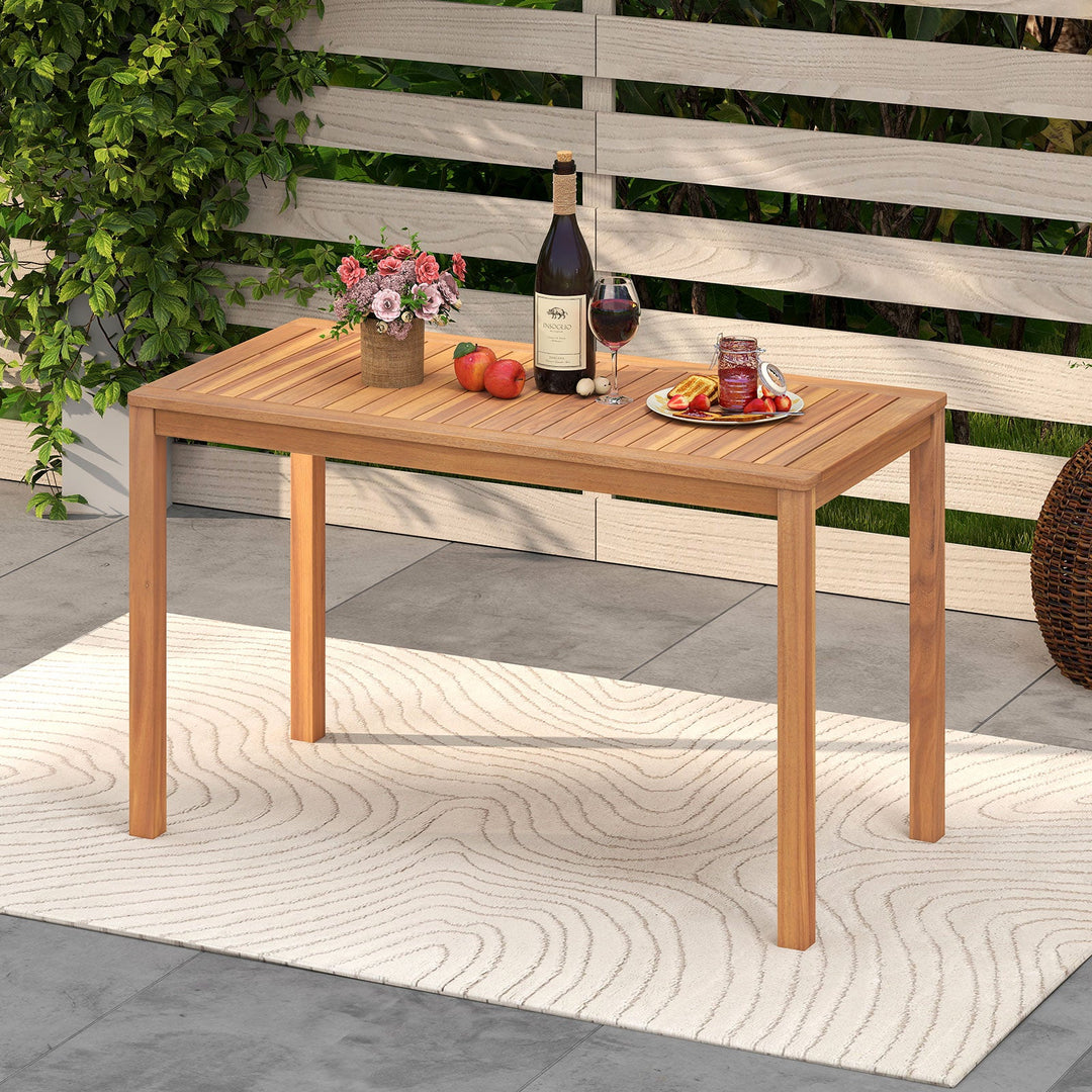 Outdoor Acacia Wood Dining Table with Slatted Tabletop for 4-6