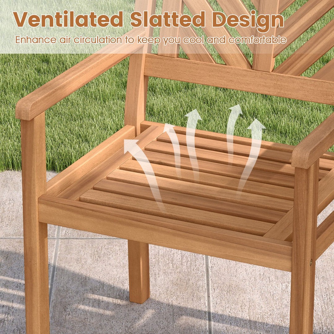 Outdoor Acacia Wood Patio Dining Chairs Garden Seating Chairs with 400 lbs Capacity