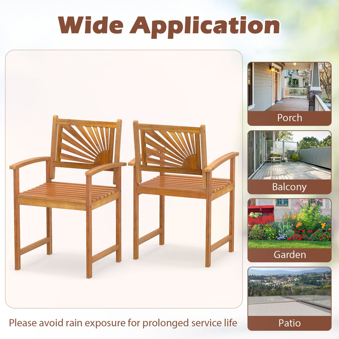 Acacia Wood Patio Dining Chairs - Set of 2