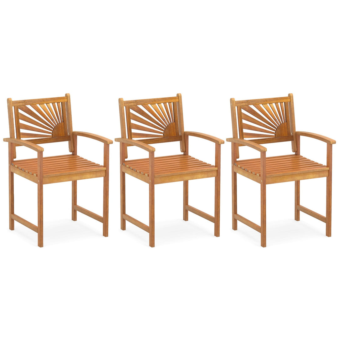 Acacia Wood Patio Dining Chairs - Set of 2
