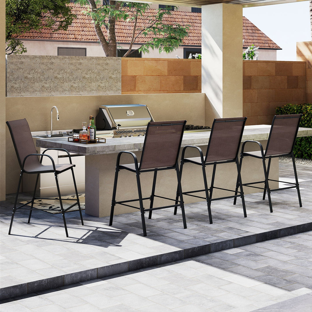 Outdoor Bar Stools Set of 2 29 Inch Fabric Bar Height Stools with Armrests