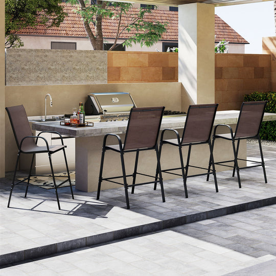 Outdoor Bar Stools Set of 2 29 Inch Fabric Bar Height Stools with Armrests