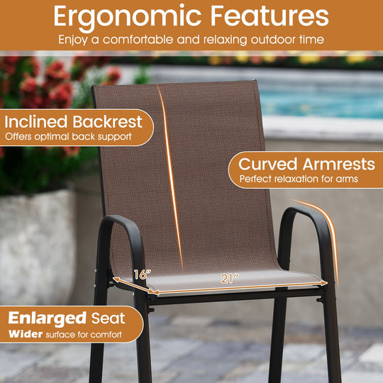 Outdoor Bar Stools Set of 2 29 Inch Fabric Bar Height Stools with Armrests