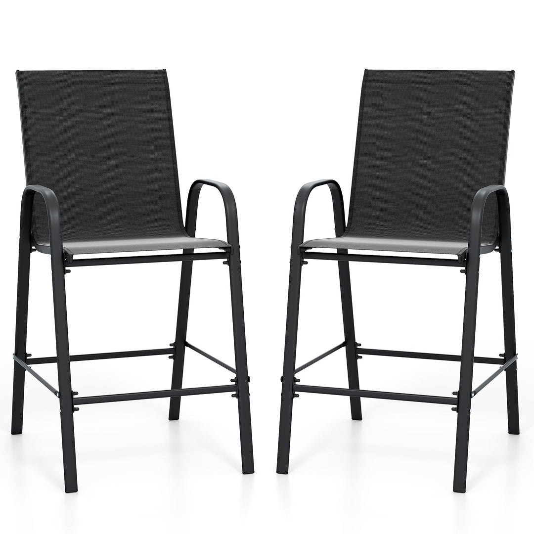 Outdoor Bar Stools Set of 2 29 Inch Fabric Bar Height Stools with Armrests