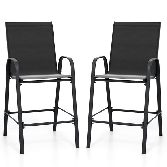 Outdoor Bar Stools Set of 2 29 Inch Fabric Bar Height Stools with Armrests