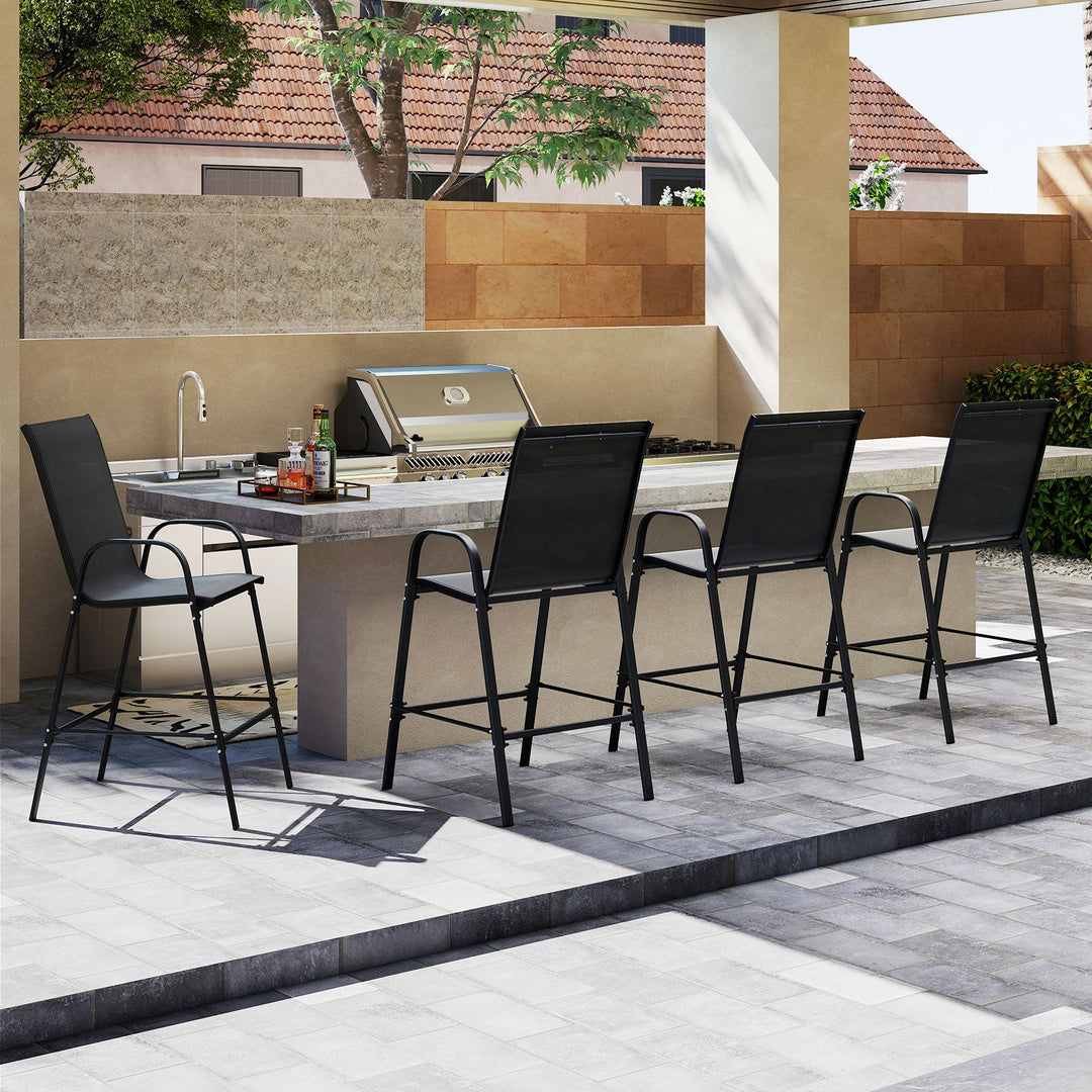 Outdoor Bar Stools Set of 2 29 Inch Fabric Bar Height Stools with Armrests