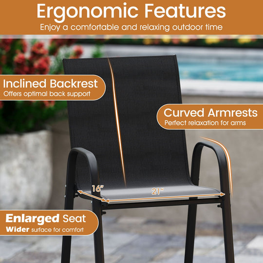 Outdoor Bar Stools Set of 2 29 Inch Fabric Bar Height Stools with Armrests