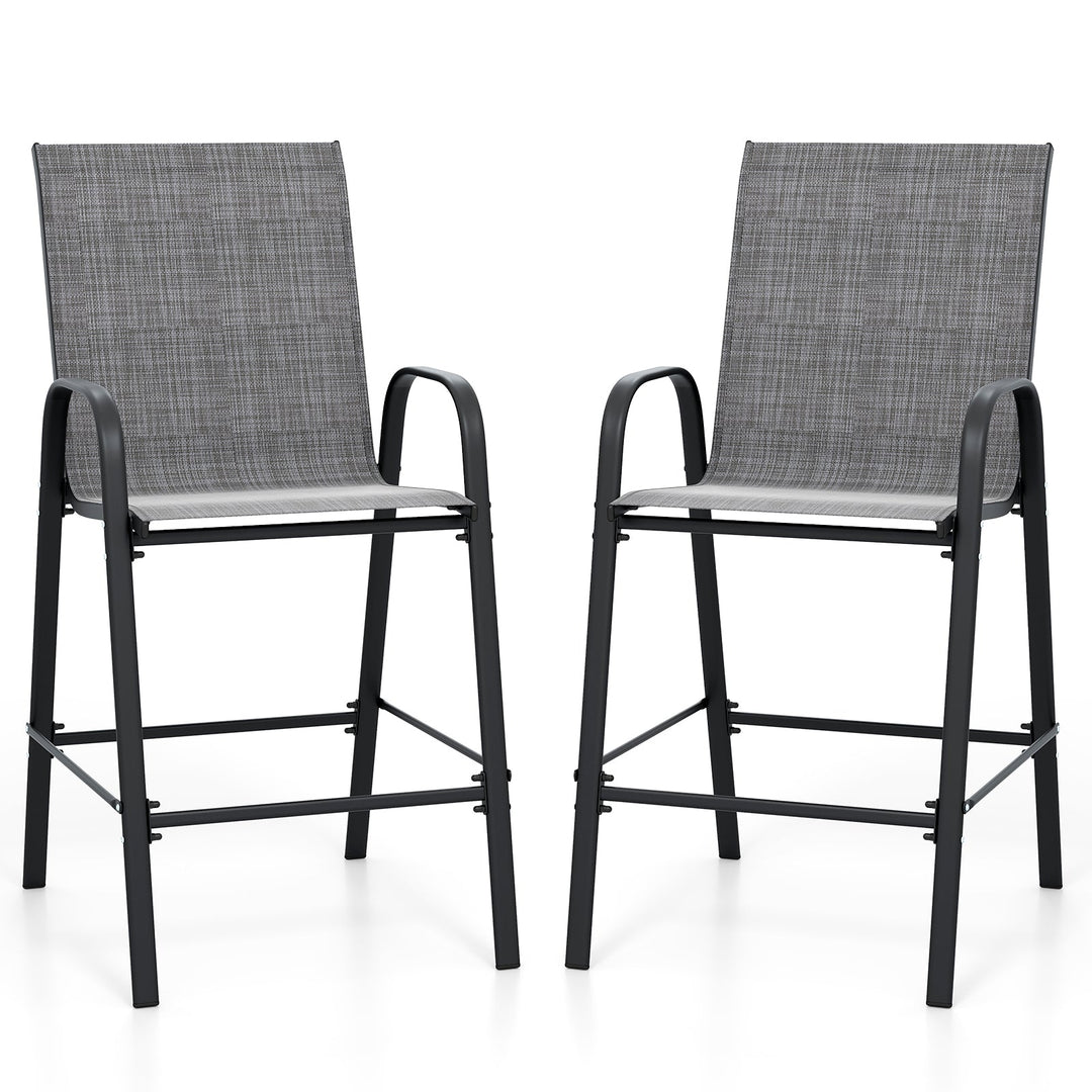 Outdoor Bar Stools Set of 2 29 Inch Fabric Bar Height Stools with Armrests