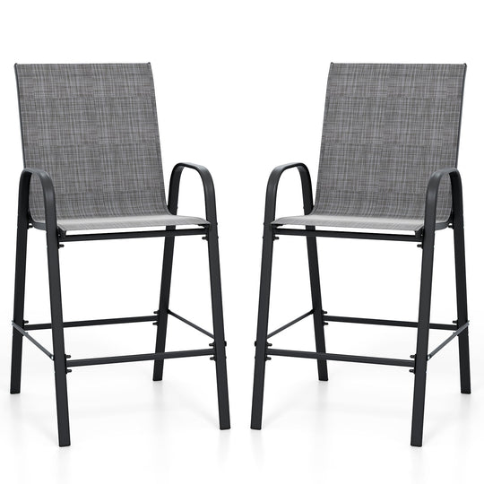 Outdoor Bar Stools Set of 2 29 Inch Fabric Bar Height Stools with Armrests