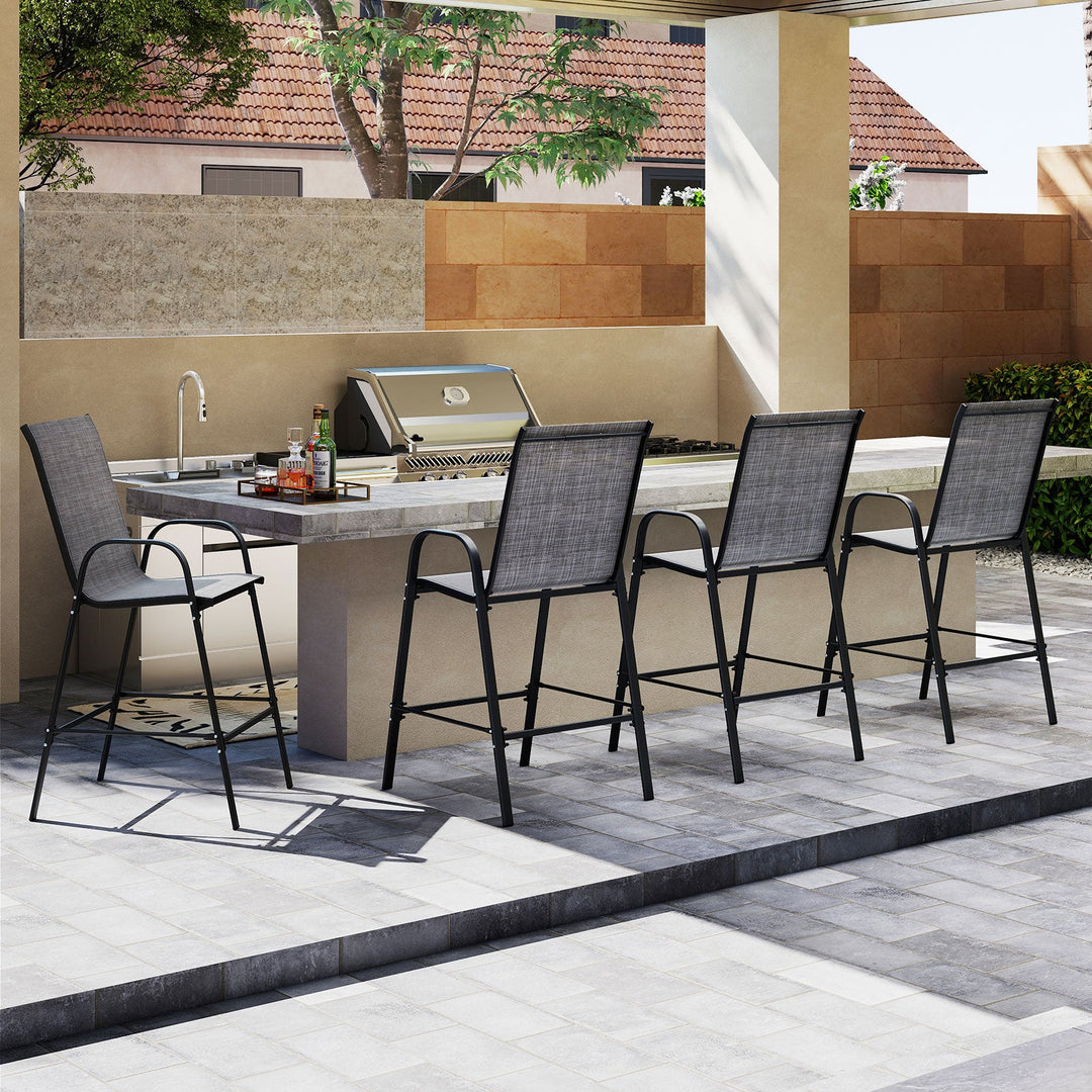 Outdoor Bar Stools Set of 2 29 Inch Fabric Bar Height Stools with Armrests