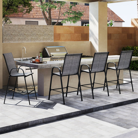 Outdoor Bar Stools Set of 2 29 Inch Fabric Bar Height Stools with Armrests