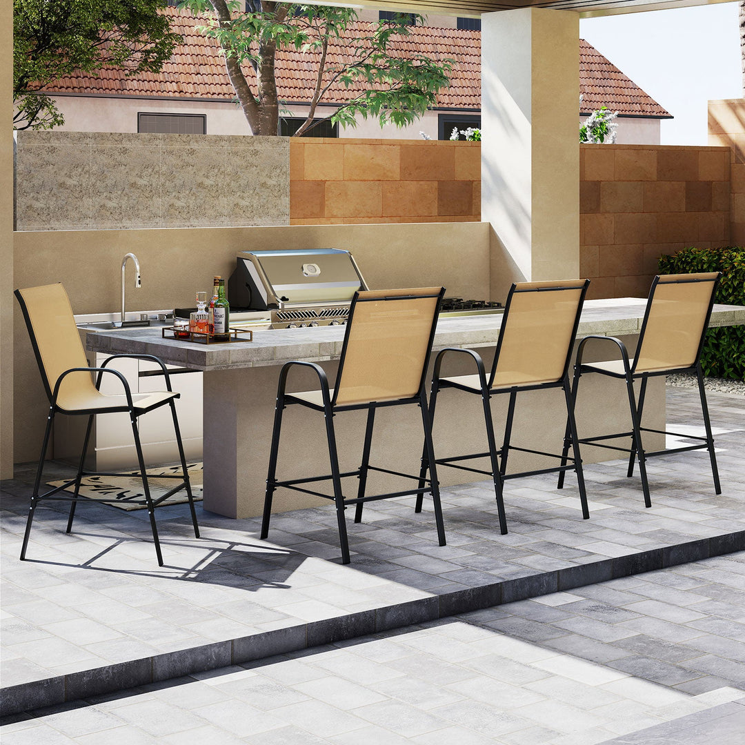 Outdoor Bar Stools Set of 2 29 Inch Fabric Bar Height Stools with Armrests