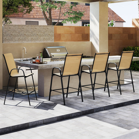 Outdoor Bar Stools Set of 2 29 Inch Fabric Bar Height Stools with Armrests