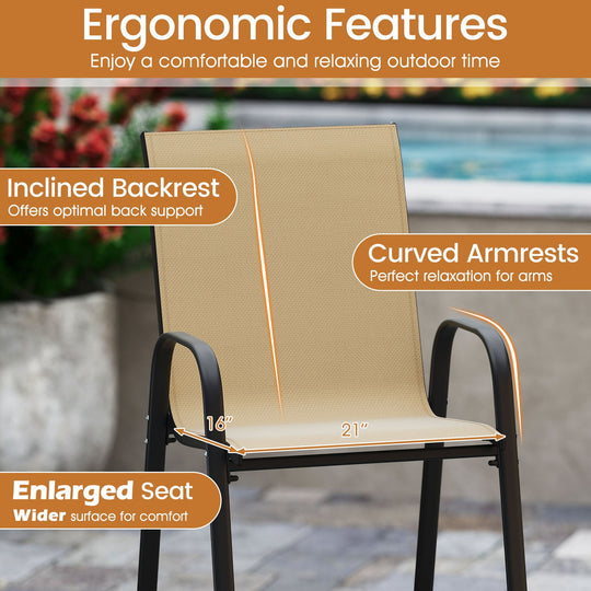 Outdoor Bar Stools Set of 2 29 Inch Fabric Bar Height Stools with Armrests