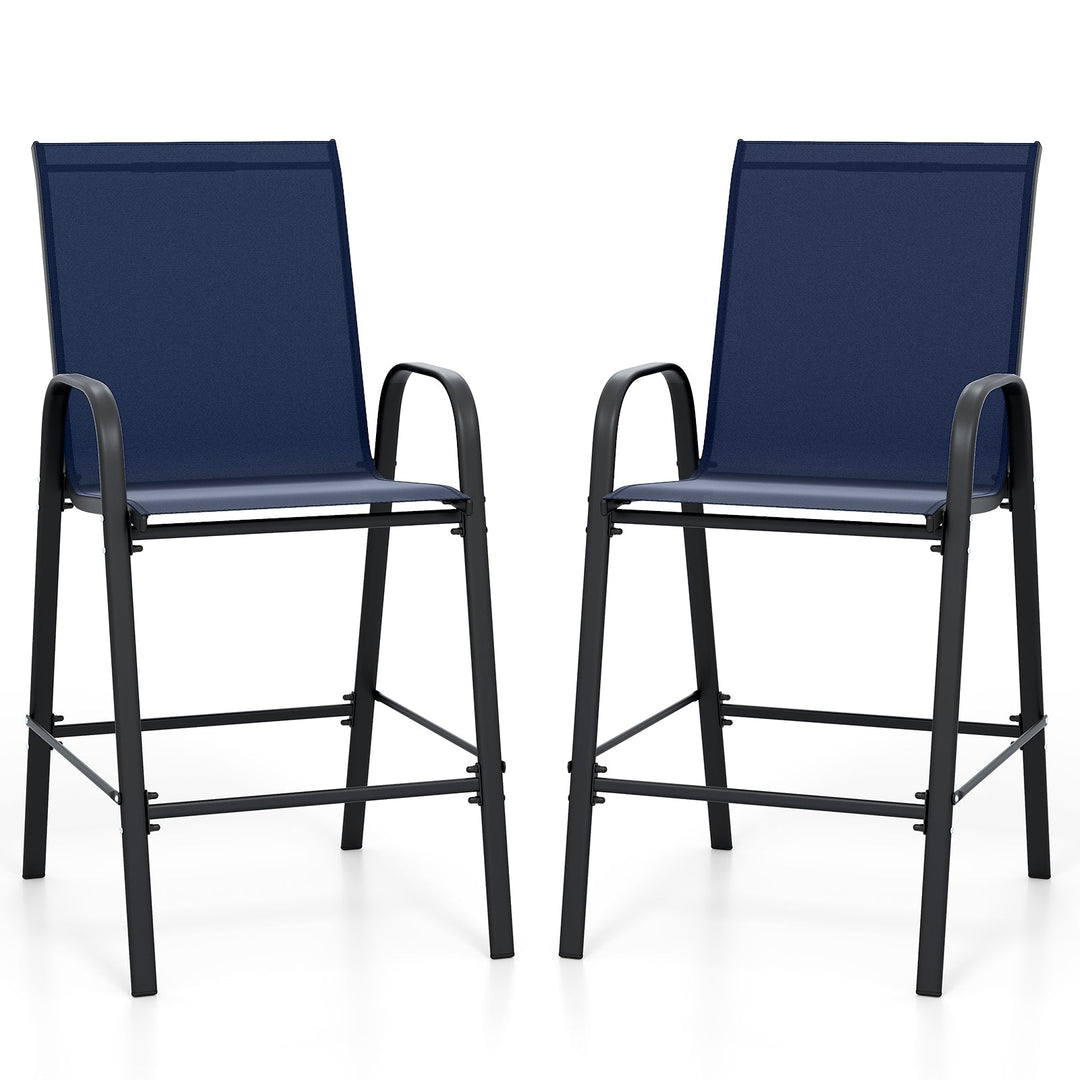 Outdoor Bar Stools Set of 2 29 Inch Fabric Bar Height Stools with Armrests