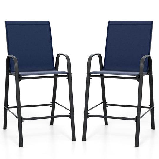 Outdoor Bar Stools Set of 2 29 Inch Fabric Bar Height Stools with Armrests