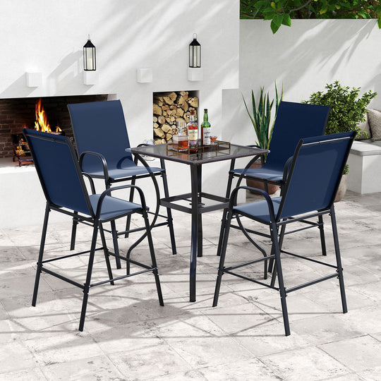 Outdoor Bar Stools Set of 2 29 Inch Fabric Bar Height Stools with Armrests