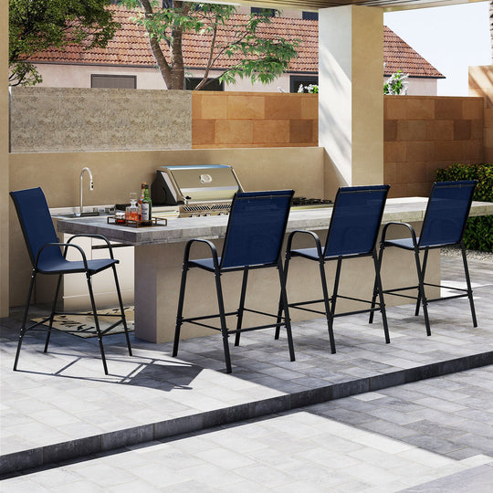 Outdoor Bar Stools Set of 2 29 Inch Fabric Bar Height Stools with Armrests