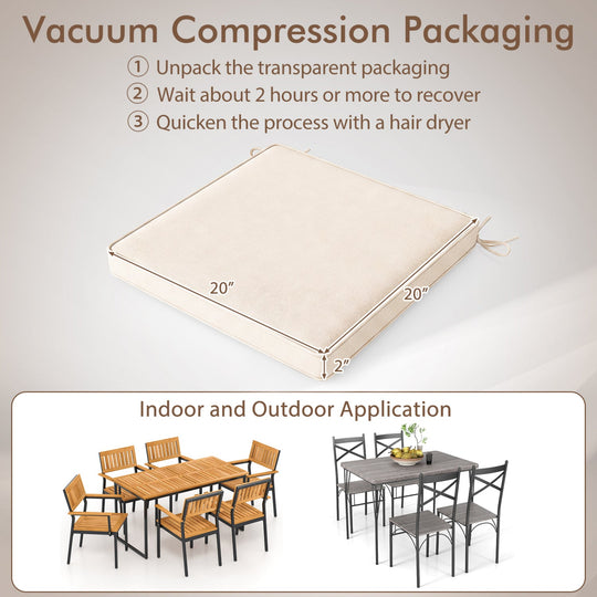 Outdoor Chair Cushions Set of 4 - Waterproof Olefin 20x20