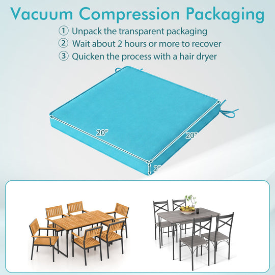 Outdoor Chair Cushions Set of 6 Waterproof Olefin 20x20 Inch