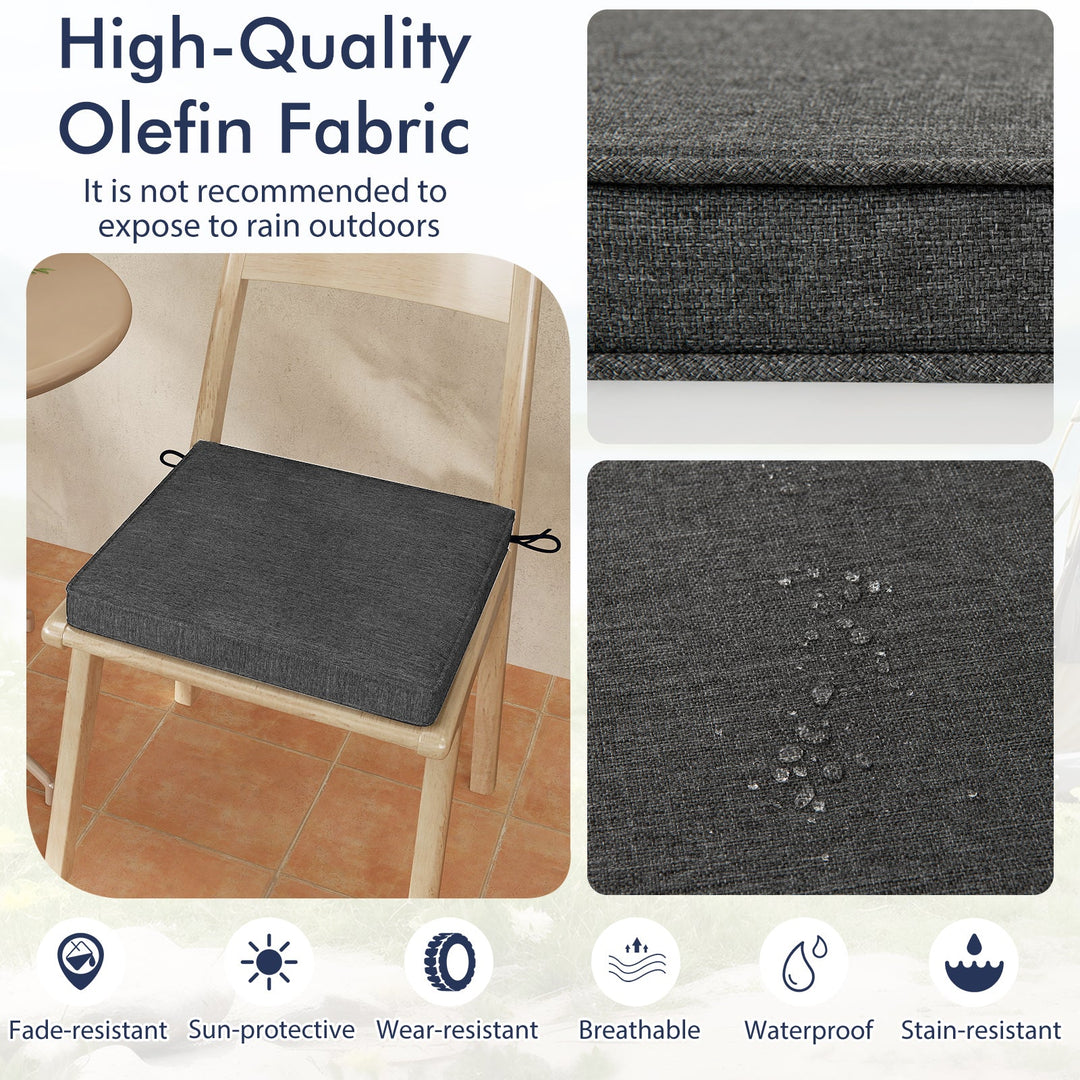 Outdoor Chair Cushion Set of 2 Waterproof Fade-Resistant Olefin Seat Cushions