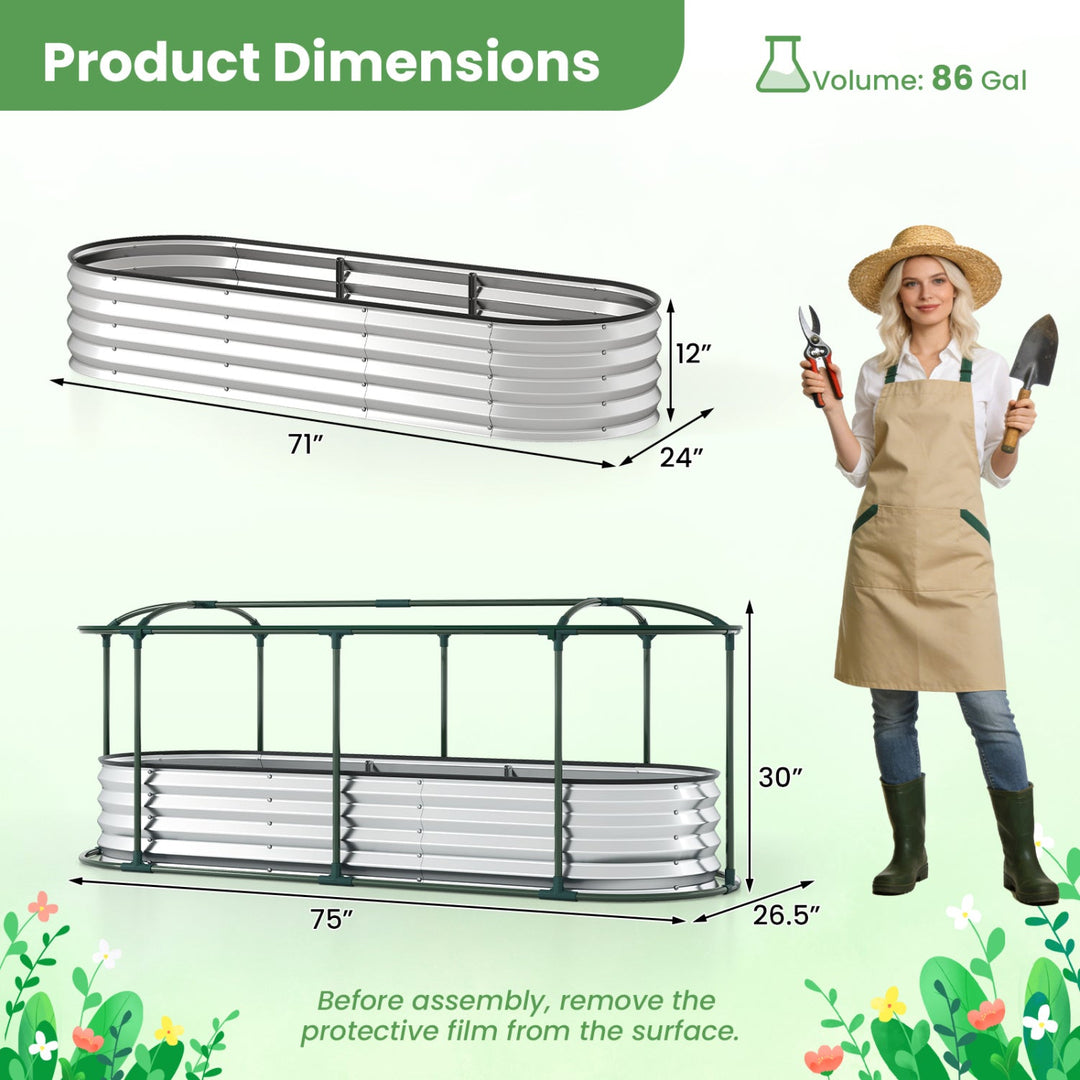 Outdoor Color Steel Raised Garden Bed with Greenhouse Cover Roll-up Window