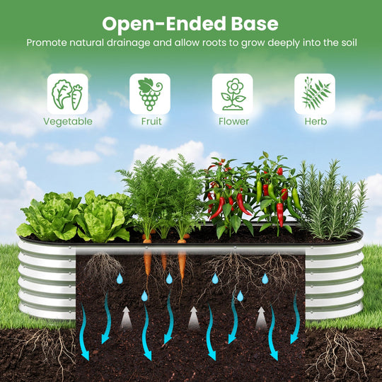 Outdoor Color Steel Raised Garden Bed with Greenhouse Cover Roll-up Window
