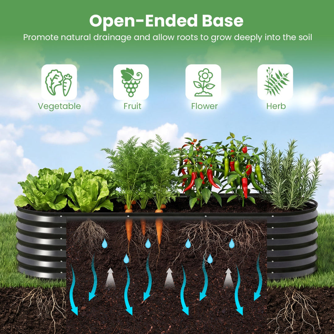 Outdoor Color Steel Raised Garden Bed with Greenhouse Cover Roll-up Window