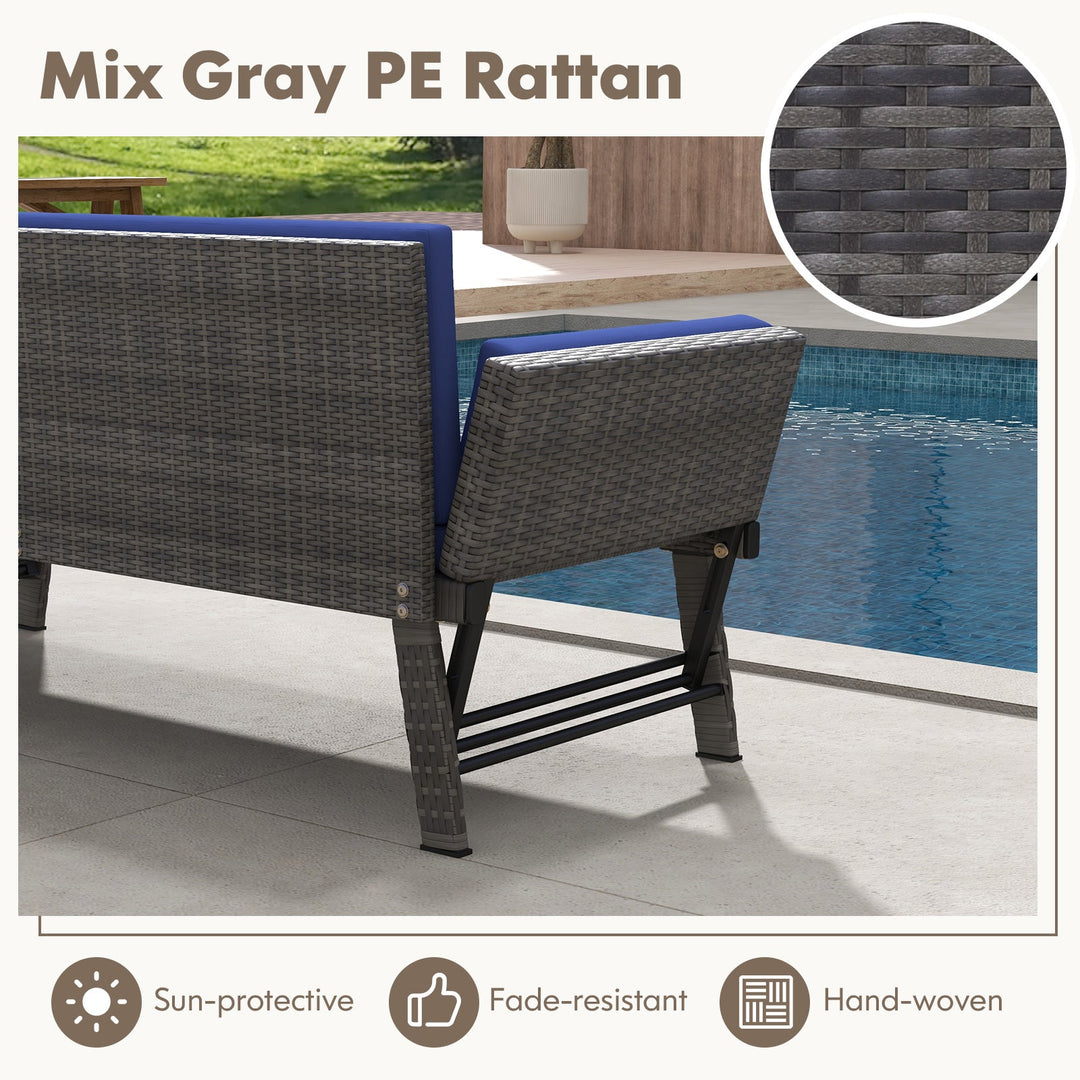 Outdoor Convertible Sofa Daybed with Adjustable Armrests for Balcony