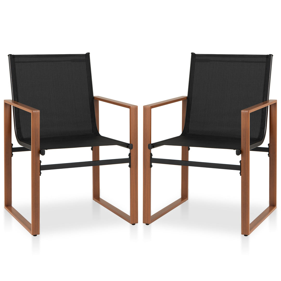 Outdoor Dining Chairs with Breathable Seat and Backrest Set of 2