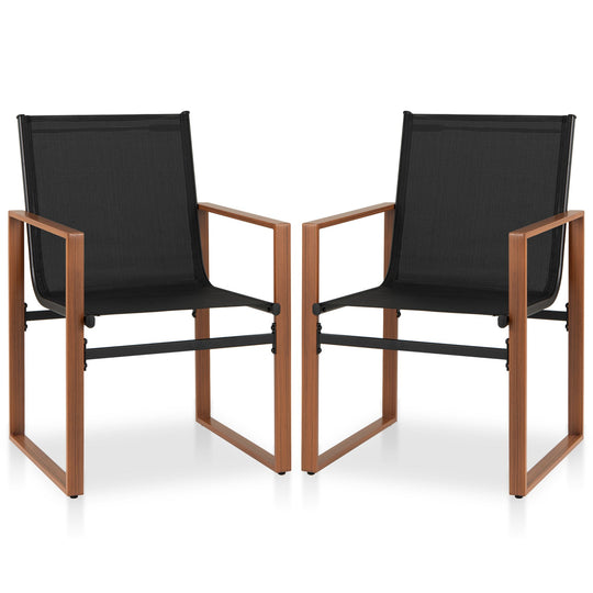Outdoor Dining Chairs with Breathable Seat and Backrest Set of 2