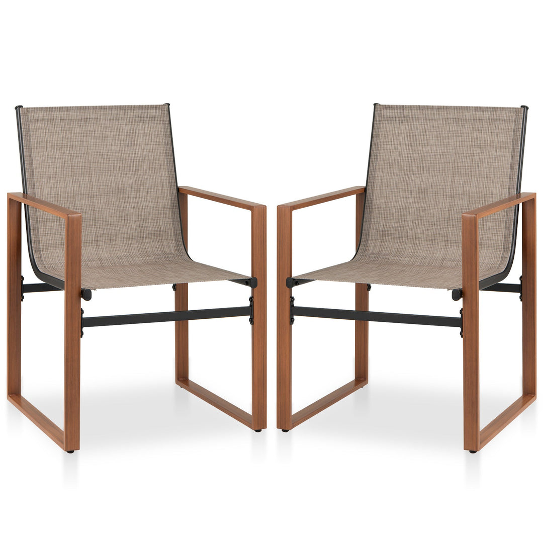 Outdoor Dining Chairs with Breathable Seat and Backrest Set of 2