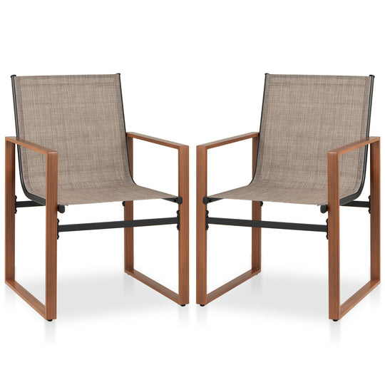 Outdoor Dining Chairs with Breathable Seat and Backrest Set of 2