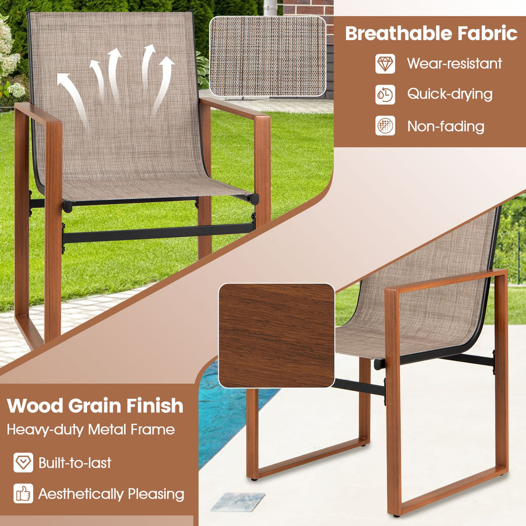 Outdoor Dining Chairs with Breathable Seat and Backrest Set of 2
