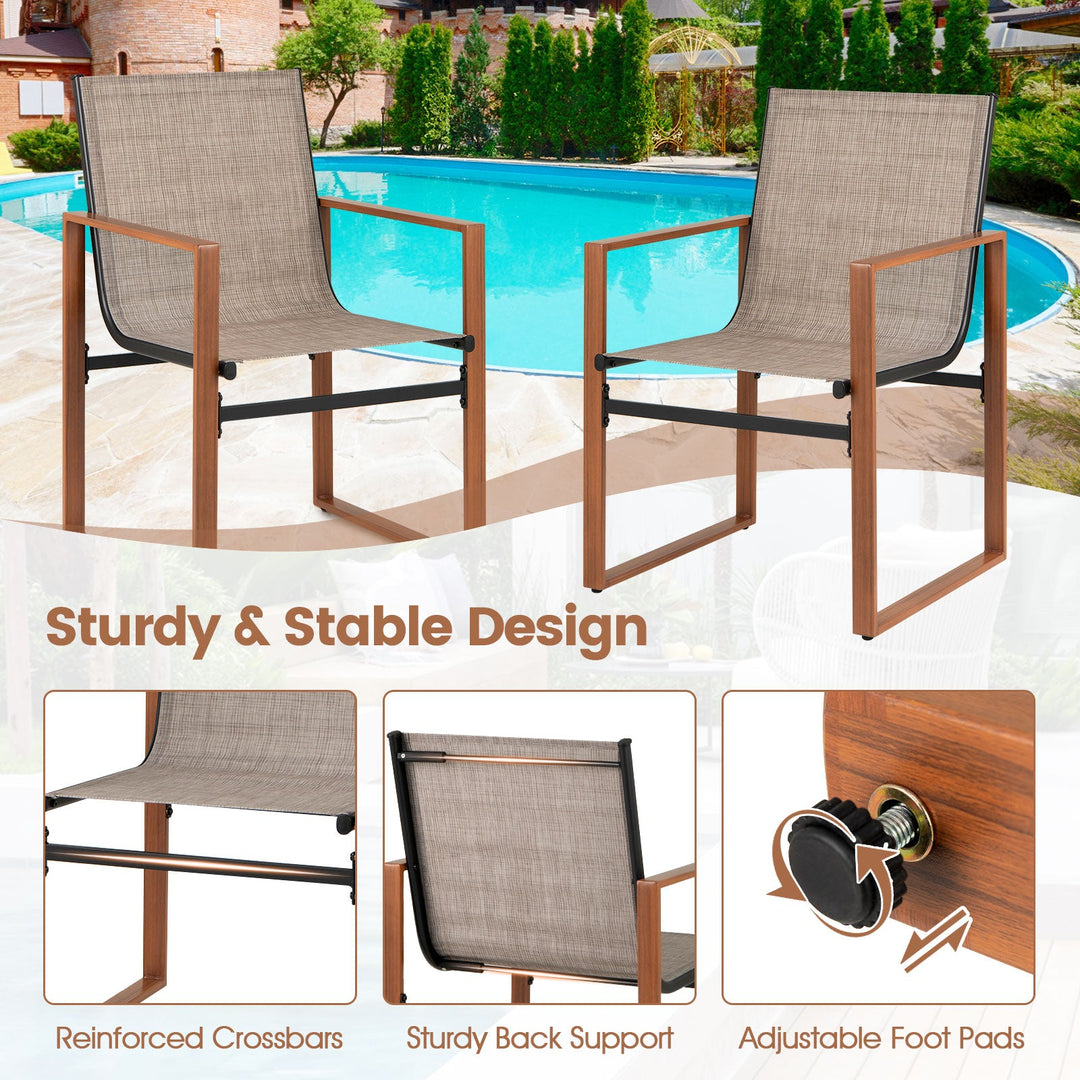 Outdoor Dining Chairs with Breathable Seat and Backrest Set of 2